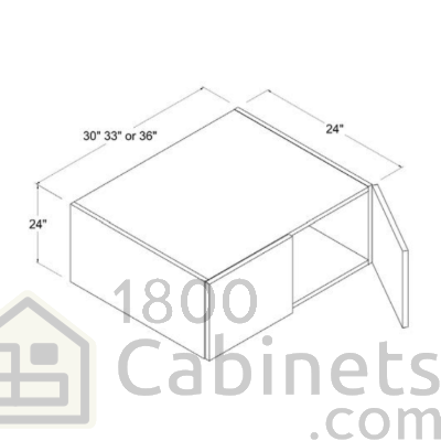 Crystal Glass - Wall Cabinet - 33"W X 24"H X 24"D - Double Doors - 1 Shelf