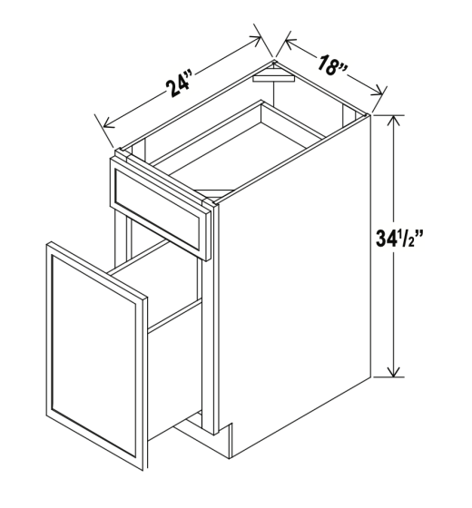 Slim White Oak - Base Waste Basket - 18"W x 34 1/2"H x 24"D