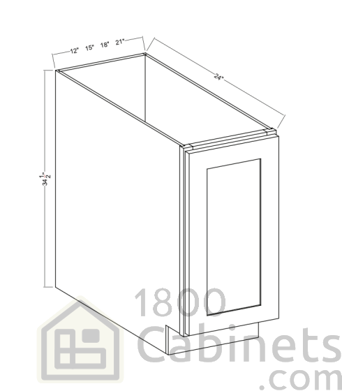 Rustic Wood - Base Cabinet - Full Height Door - 18"W x 34-1/2"H x 24"D - Single Door, 1 Shelf
