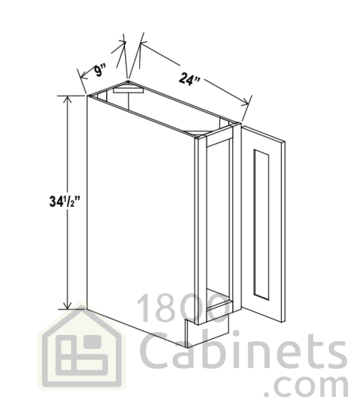 Rustic Wood - Base Cabinet - 9"W x 34-1/2"H x 24"D - Single Door