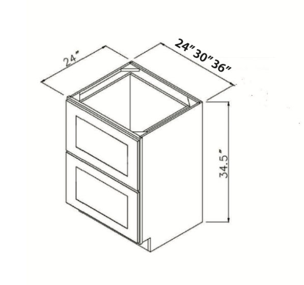 Treasure Chest - 2-Drawer Base Cabinet - 36"W x 34-1/2"H x 24"D - 2 Drawers