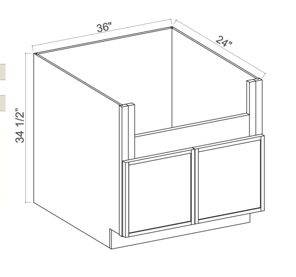 Slim Dove White - Farm Sink Base - 36"W X 34-1/2"H X 24"D