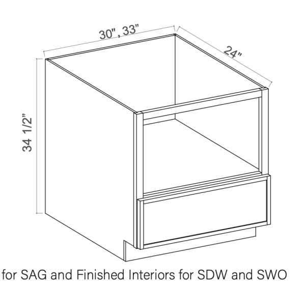 Slim Aston Green - Microwave Base Cabinet - 30"W x 34-1/2"H x 24"D - Single Drawer