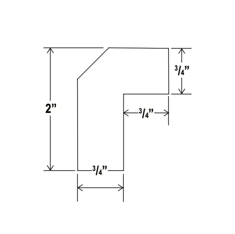 Double Smoky Gray - Angle Light Trail Moulding - 96"W x 1 9/16"H x 2-1/4"D