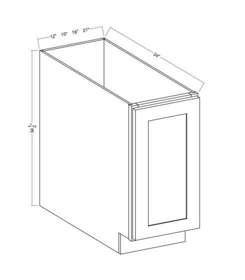 Double Smoky Gray - Base Cabinet - Full Height Door - 12"W x 34-1/2"H x 24"D - Single Door, 1 Shelf