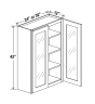Aston Green - Wall Glass Door Cabinet - 24"W x 42"H x 12"D - Double Doors - 3 Shelves